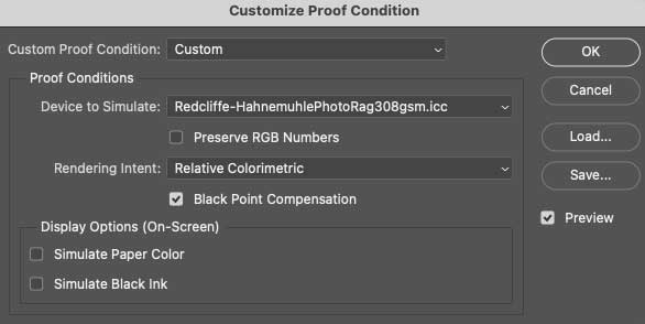 Adobe Photoshop - Customise Proof Conditions
