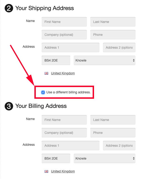 shipping address