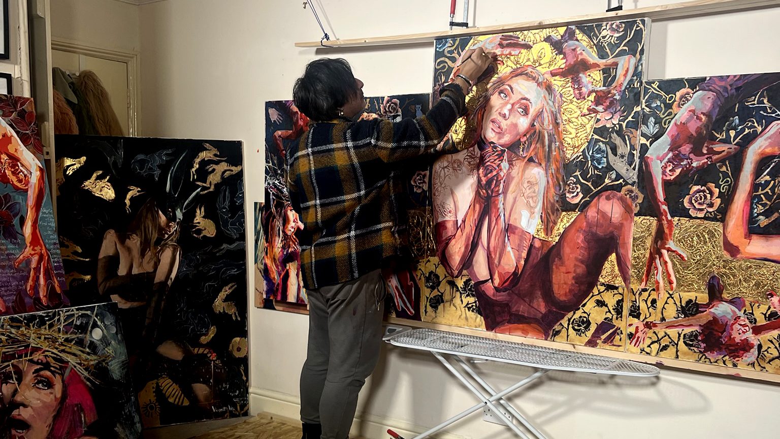 Vincent Vee at work in his attic studio